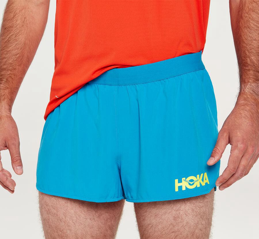 Hoka One One Mens Shorts - Performance - Blue - IJQB58192